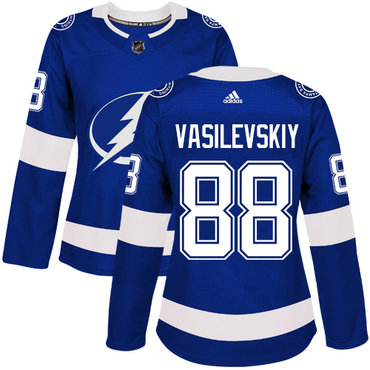 Personalized Women’s Tampa Bay Lightning #88 Andrei Vasilevskiy Blue Home Authentic Stitched NHL Jersey