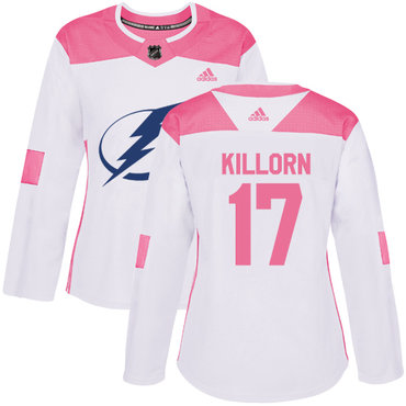 Personalized Women’s Tampa Bay Lightning #17 Alex Killorn White Pink Authentic Fashion Stitched NHL Jersey
