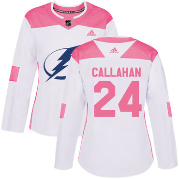 Personalized Women’s Tampa Bay Lightning #24 Ryan Callahan White Pink Authentic Fashion Stitched NHL Jersey