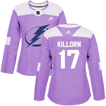 Personalized Women’s Tampa Bay Lightning #17 Alex Killorn Purple Authentic Fights Cancer Stitched NHL Jersey