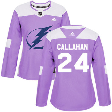 Personalized Women’s Tampa Bay Lightning #24 Ryan Callahan Purple Authentic Fights Cancer Stitched NHL Jersey