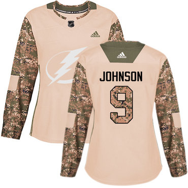 Personalized Women’s Tampa Bay Lightning #9 Tyler Johnson Camo Authentic 2017 Veterans Day Stitched NHL Jersey