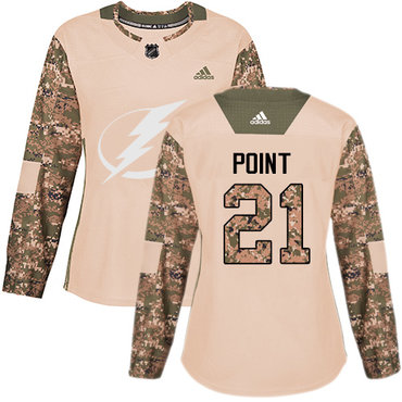 Personalized Women’s Tampa Bay Lightning #21 Brayden Point Camo Authentic 2017 Veterans Day Stitched NHL Jersey