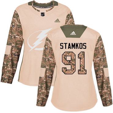Personalized Women’s Tampa Bay Lightning #91 Steven Stamkos Camo Authentic 2017 Veterans Day Stitched NHL Jersey