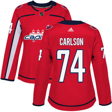 Personalized Women’s Washington Capitals #74 John Carlson Red Home Authentic Stitched NHL Jersey