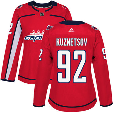 Personalized Women’s Washington Capitals #92 Evgeny Kuznetsov Red Home Authentic Stitched NHL Jersey