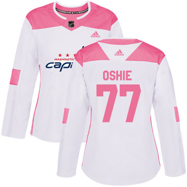 Personalized Women’s Washington Capitals #77 T.J. Oshie White Pink Authentic Fashion Stitched NHL Jersey