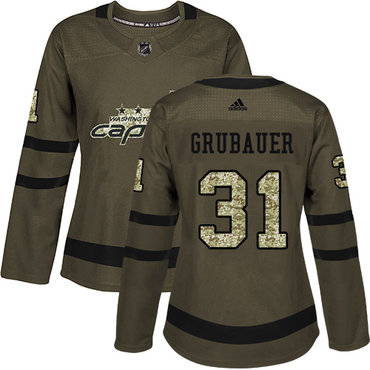 Personalized Women’s Washington Capitals #31 Philipp Grubauer Green Salute to Service Stitched NHL Jersey