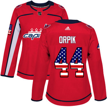 Personalized Women’s Washington Capitals #44 Brooks Orpik Red Home Authentic USA Flag Stitched NHL Jersey