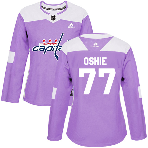 Personalized Women’s Washington Capitals #77 T.J. Oshie Purple Authentic Fights Cancer Stitched NHL Jersey