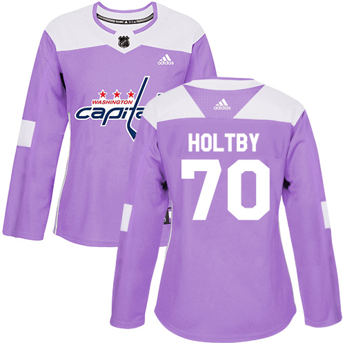 Personalized Women’s Washington Capitals #70 Braden Holtby Purple Authentic Fights Cancer Stitched NHL Jersey