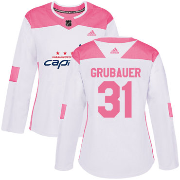 Personalized Women’s Washington Capitals #31 Philipp Grubauer White Pink Authentic Fashion Stitched NHL Jersey