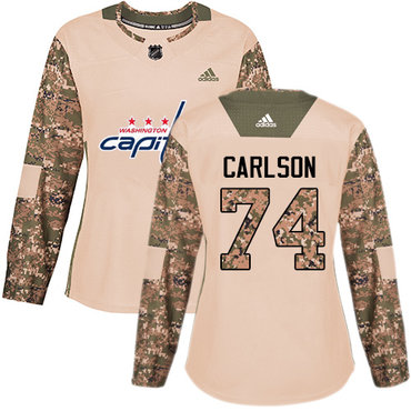 Personalized Women’s Washington Capitals #74 John Carlson Camo Authentic 2017 Veterans Day Stitched NHL Jersey