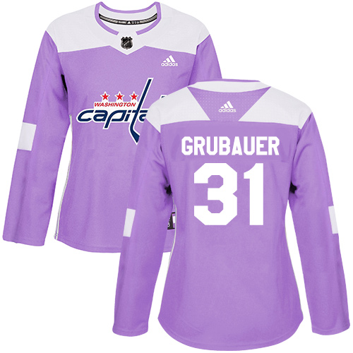 Personalized Women’s Washington Capitals #31 Philipp Grubauer Purple Authentic Fights Cancer Stitched NHL Jersey