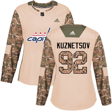 Personalized Women’s Washington Capitals #92 Evgeny Kuznetsov Camo Authentic 2017 Veterans Day Stitched NHL Jersey