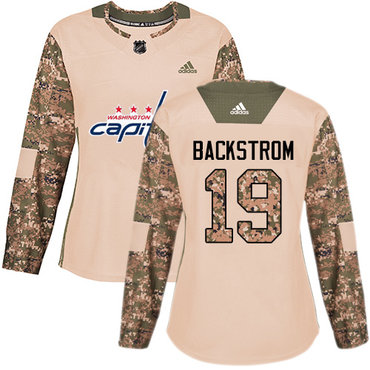 Personalized Women’s Washington Capitals #19 Nicklas Backstrom Camo Authentic 2017 Veterans Day Stitched NHL Jersey