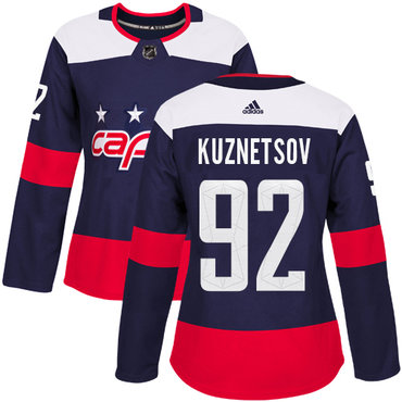 Personalized Women’s Washington Capitals #92 Evgeny Kuznetsov Navy Authentic 2018 Stadium Series Stitched NHL Jersey