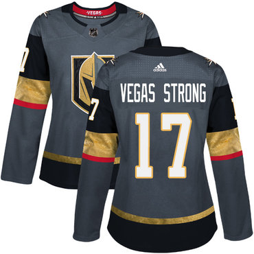 Personalized Women’s Vegas Golden Knights #17 Vegas Strong Grey Home Authentic Stitched NHL Jersey