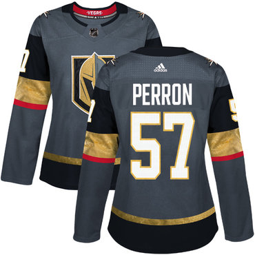 Personalized Women’s Vegas Golden Knights #57 David Perron Grey Home Authentic Stitched NHL Jersey