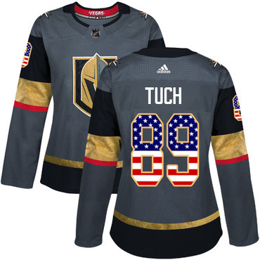 Personalized Women’s Vegas Golden Knights #89 Alex Tuch Grey Home Authentic USA Flag Stitched NHL Jersey