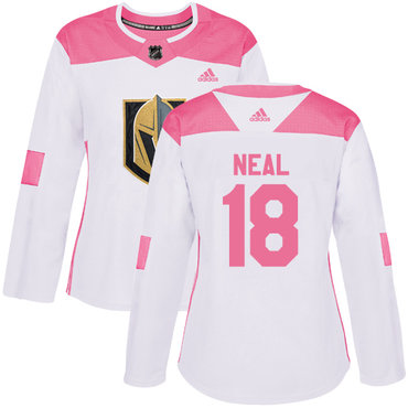 Personalized Women’s Vegas Golden Knights #18 James Neal White Pink Authentic Fashion Stitched NHL Jersey