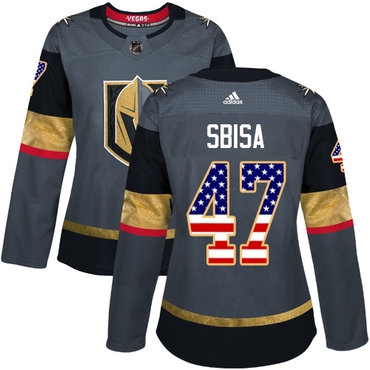 Personalized Women’s Vegas Golden Knights #47 Luca Sbisa Grey Home Authentic USA Flag Stitched NHL Jersey