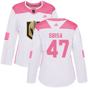 Personalized Women’s Vegas Golden Knights #47 Luca Sbisa White Pink Authentic Fashion Stitched NHL Jersey