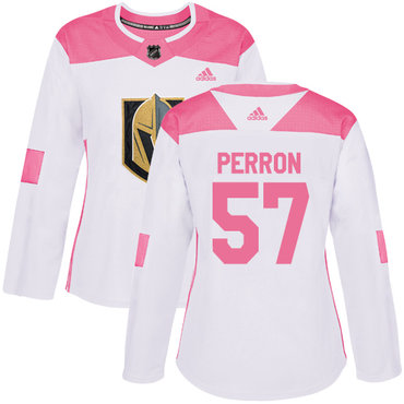 Personalized Women’s Vegas Golden Knights #57 David Perron White Pink Authentic Fashion Stitched NHL Jersey