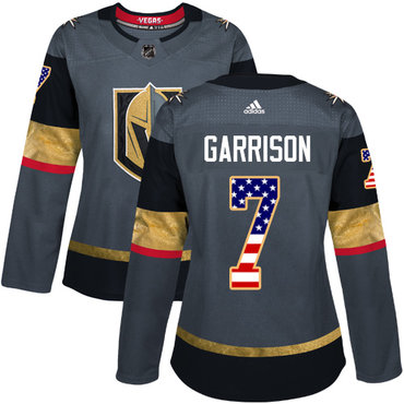 Personalized Women’s Vegas Golden Knights #7 Jason Garrison Grey Home Authentic USA Flag Stitched NHL Jersey