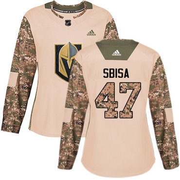 Personalized Women’s Vegas Golden Knights #47 Luca Sbisa Camo Authentic 2017 Veterans Day Stitched NHL Jersey