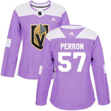 Personalized Women’s Vegas Golden Knights #57 David Perron Purple Authentic Fights Cancer Stitched NHL Jersey