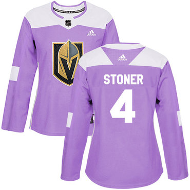 Personalized Women’s Vegas Golden Knights #4 Clayton Stoner Purple Authentic Fights Cancer Stitched NHL Jersey
