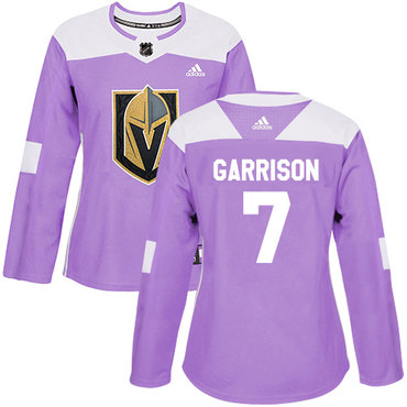 Personalized Women’s Vegas Golden Knights #7 Jason Garrison Purple Authentic Fights Cancer Stitched NHL Jersey