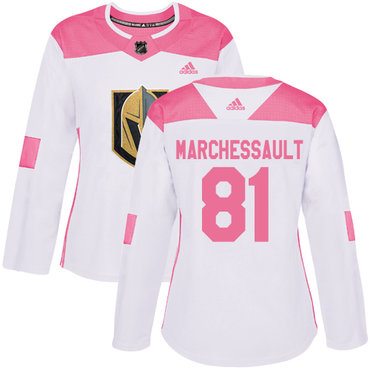 Personalized Women’s Vegas Golden Knights #81 Jonathan Marchessault White Pink Authentic Fashion Stitched NHL Jersey
