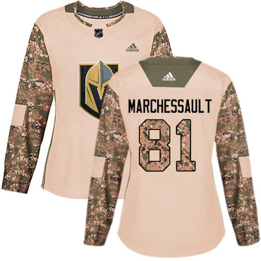 Personalized Women’s Vegas Golden Knights #81 Jonathan Marchessault Camo Authentic 2017 Veterans Day Stitched NHL Jersey