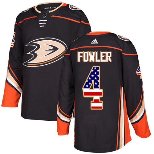 Personalized Youth Anaheim Ducks #4 Cam Fowler Black Home Authentic USA Flag Stitched NHL Jersey
