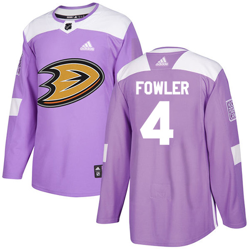 Personalized Youth Anaheim Ducks #4 Cam Fowler Purple Authentic Fights Cancer Stitched NHL Jersey