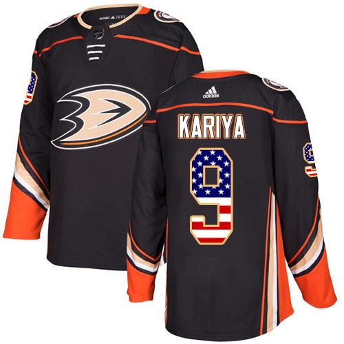Personalized Youth Anaheim Ducks #9 Paul Kariya Black Home Authentic USA Flag Stitched NHL Jersey