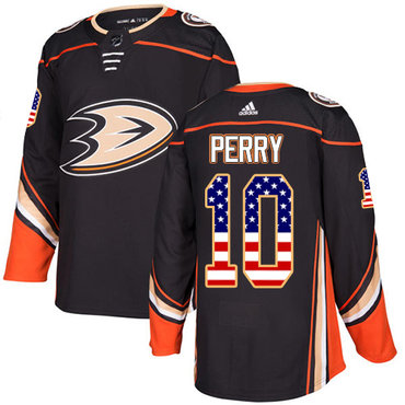 Personalized Youth Anaheim Ducks #10 Corey Perry Black Home Authentic USA Flag Stitched NHL Jersey