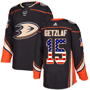 Personalized Youth Anaheim Ducks #15 Ryan Getzlaf Black Home Authentic USA Flag Stitched NHL Jersey