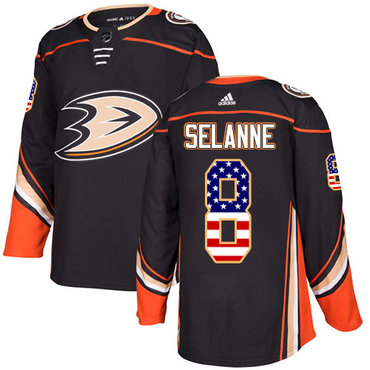 Personalized Youth Anaheim Ducks #8 Teemu Selanne Black Home Authentic USA Flag Stitched NHL Jersey