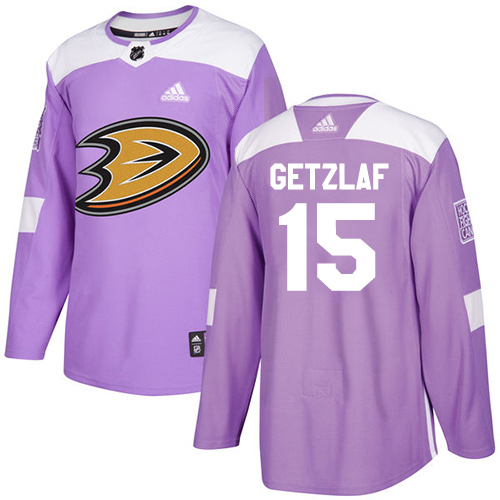 Personalized Youth Anaheim Ducks #15 Ryan Getzlaf Purple Authentic Fights Cancer Stitched NHL Jersey