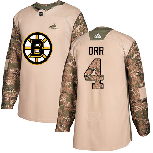 Personalized Youth Boston Bruins #4 Bobby Orr Camo Authentic 2017 Veterans Day Youth Stitched NHL Jersey