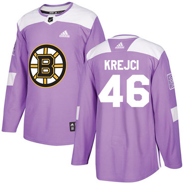 Personalized Youth Boston Bruins #46 David Krejci Purple Authentic Fights Cancer Youth Stitched NHL Jersey