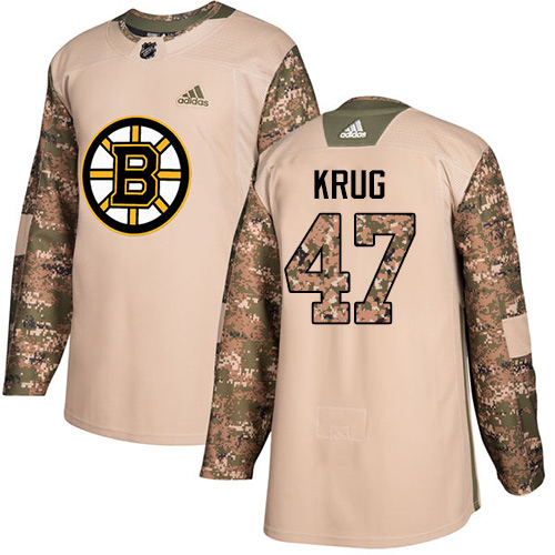 Personalized Youth Boston Bruins #47 Torey Krug Camo Authentic 2017 Veterans Day Youth Stitched NHL Jersey