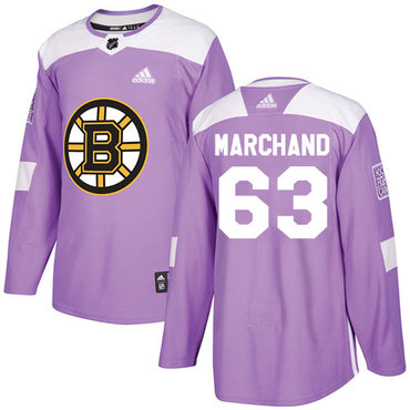 Personalized Youth Boston Bruins #63 Brad Marchand Purple Authentic Fights Cancer Youth Stitched NHL Jersey