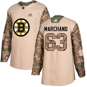 Personalized Youth Boston Bruins #63 Brad Marchand Camo Authentic 2017 Veterans Day Youth Stitched NHL Jersey
