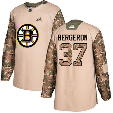 Personalized Youth Boston Bruins #37 Patrice Bergeron Camo Authentic 2017 Veterans Day Youth Stitched NHL Jersey