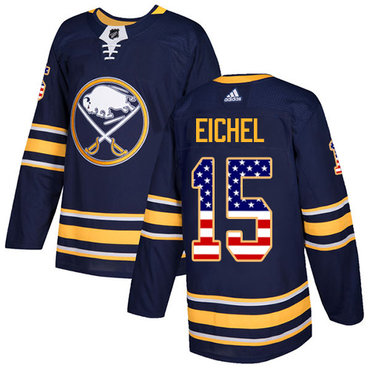 Personalized Youth Buffalo Sabres #15 Jack Eichel Navy Blue Home Authentic USA Flag Stitched NHL Jersey