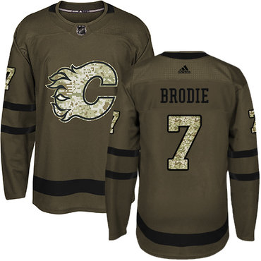 Personalized Youth Calgary Flames #7 TJ Brodie Green Salute to Service Stitched NHL Jersey